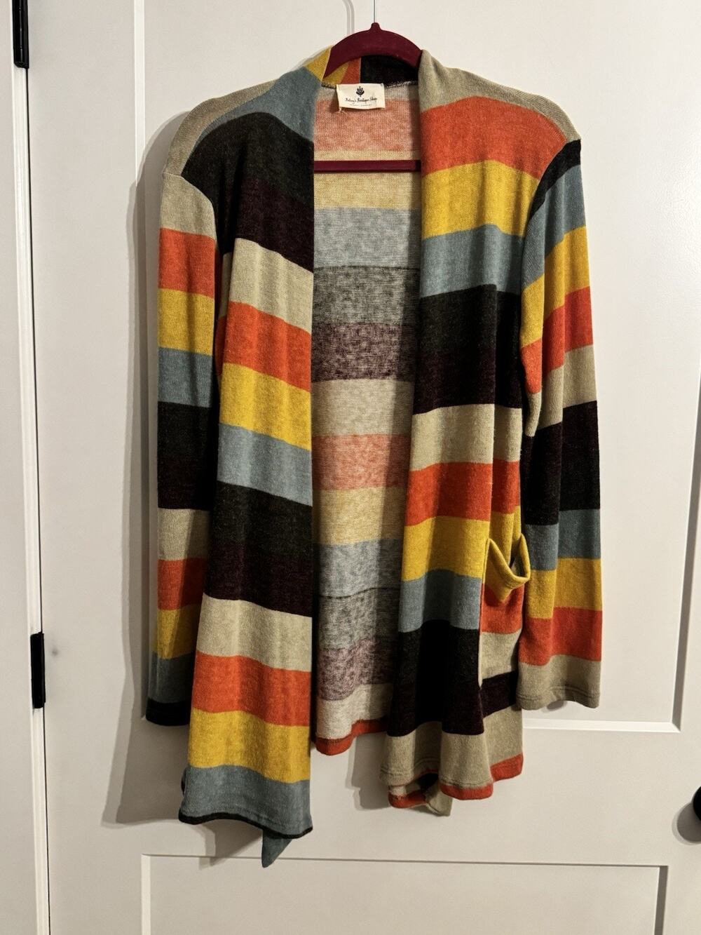 Betsy's Boutique Shop Open Cardigan Duster Multicolor Sz XL Boho Artsy Cowgirl
